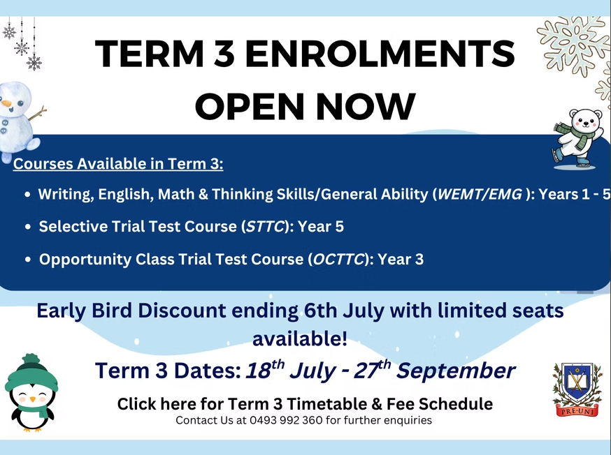 Term 3 class timetable
